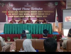 KPU Rokan Hulu Laksanakan Undian Cabut Nomor Calon Bupati Dan Wakil Bupati Tahun 2024.