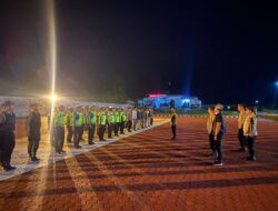 Wakapolres Rohul Pimpinan Apel Patroli Skala Besar Dalam Cipta Kondisi Jelang Pelantikan Presiden-Wakil Presiden RI.