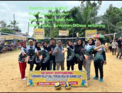 Pertandingan Volly Ball Tingkat Putri Desa Teluk Aur, Di Turnamen Cup Pemuda Desa Seikuning Januari 2025.