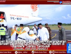 Bupati Anton Lepas JCH pada Penerbangan Ke-3 di Bandara Tuanku Tambusai Pasir Pengaraian