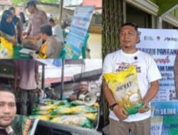 Polsek Rambah Samo, Gelar Kembali Gerakan Pangan Murah di Pasar Langkitin Berjalan Lancar.
