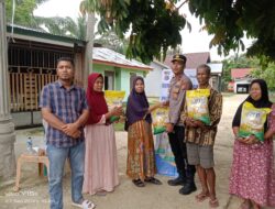 Polsek Rambah Samo Gelar Jual Beras Murah di Desa lubuk Bilang Berjalan Lancar.