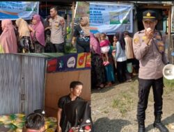 Dalam Suasana Libur Polsek Rambah Samo Gelar Kembali Gerakan Pangan Murah, Sekaligus Memberikan Beras Bantuan Secara Gratis Kepada Dua Orang Cacat Di Pasar Surau Gading Berjalan Lancar.