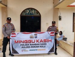 Polsek Rambah Samo Gelar Kegiatan Minggu Kasih di Gereja HKBP Teluk Aur