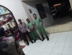 Kapolsek Rambah Samo, Kawal Ketat Paskah Malam Perayaan Natal Bersama Linmas Desa Teluk Aur.