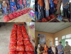 Pengurus PUK F, SPTI-PT KSM Salurkan Bantuan 30 Paket Sembako Kepada Kaum Dhuafa Melalui Pemerintah Desa Teluk Aur.