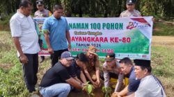 Sambut HUT Bhayangkara ke-80, Polsek Rambah Samo dan Pemdes Teluk Aur, Tanam 100 Pohon, Gaungkan Green Policing