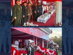 Kalapas Pasir Pangarayan Hadiri Upacara Penurunan Bendera HUT ke-81 Kemerdekaan RI di Kantor Bupati Rokan Hulu